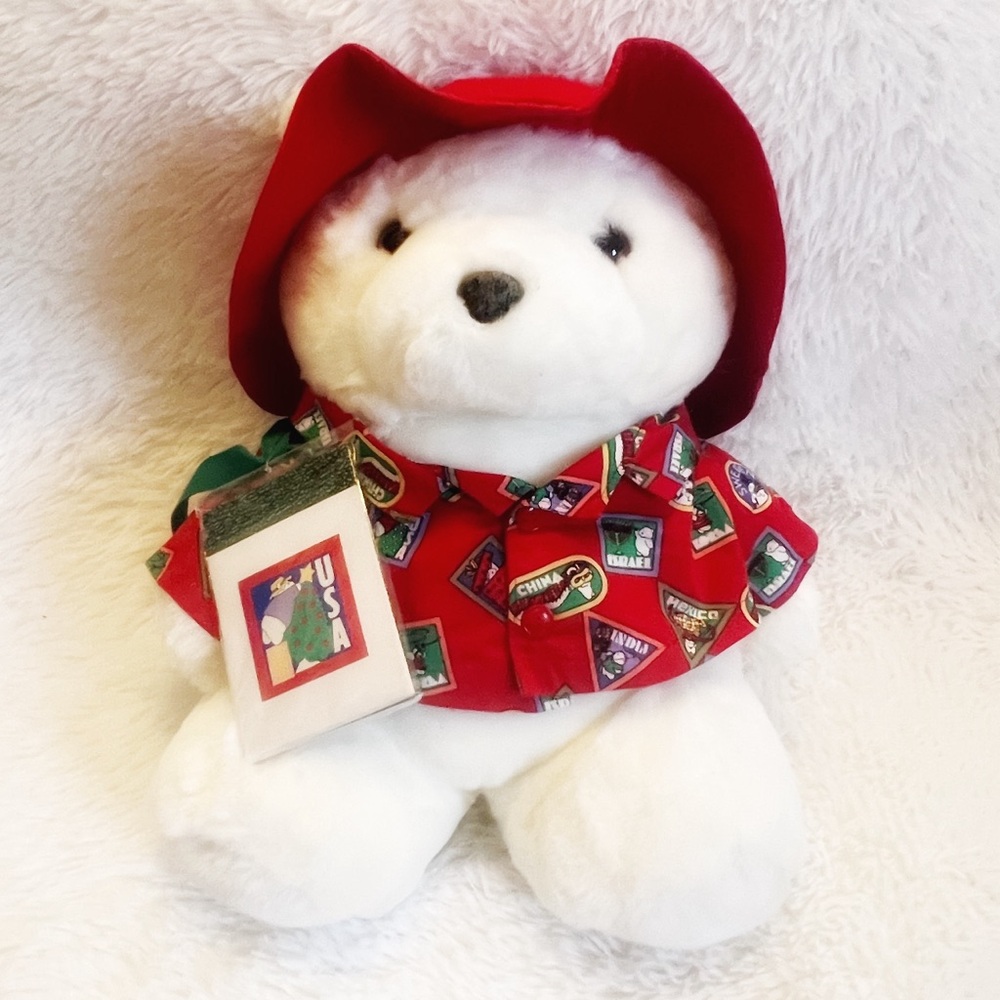 Vintage Marshall Fields 1993 Santa Bear World Traveler Plush with Passport